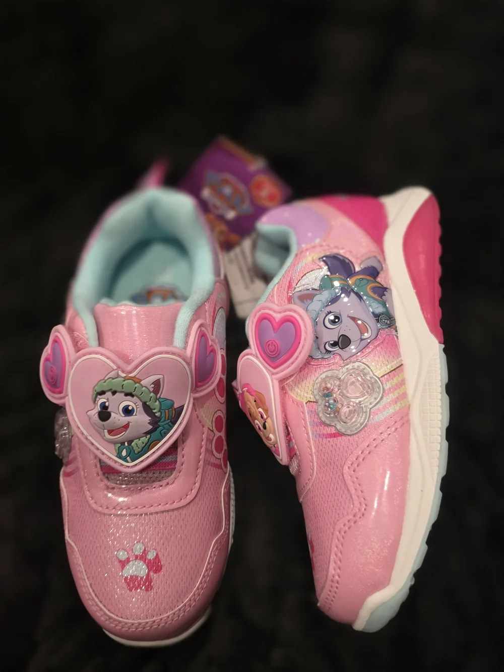 Paw Patrol Pink Light-Up Kids Sneakers with Character Heart Medallions